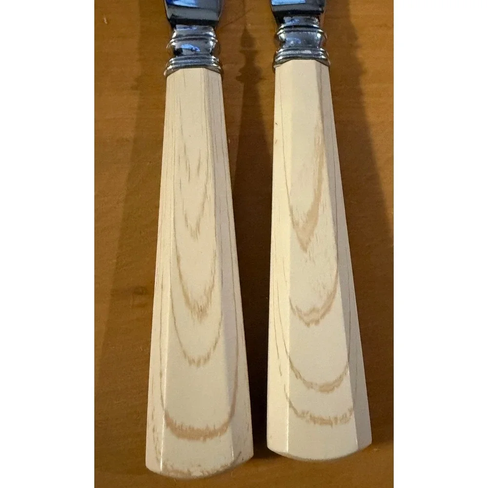 Williams Sonoma Faux Bois Ivory Resin Handle Dinner Knives Set of 2 Replacement